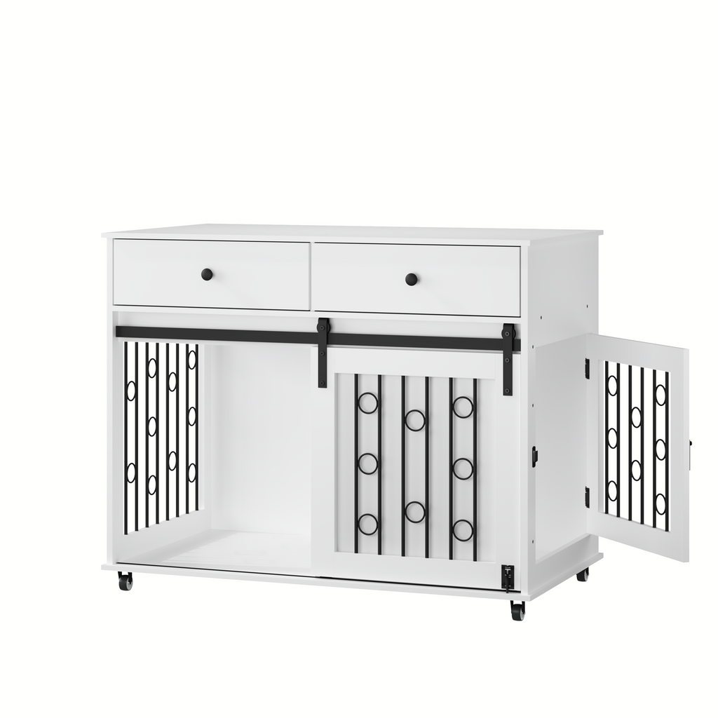 Elegant Modern Wooden Dog Crate with Storage