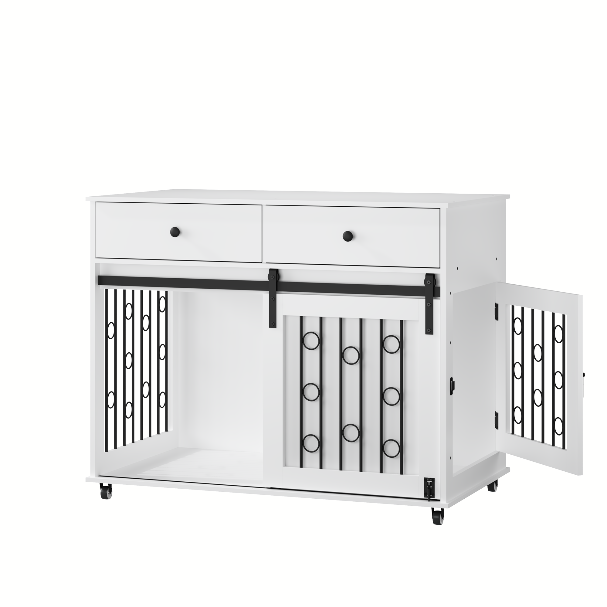 Elegant Modern Wooden Dog Crate with Storage