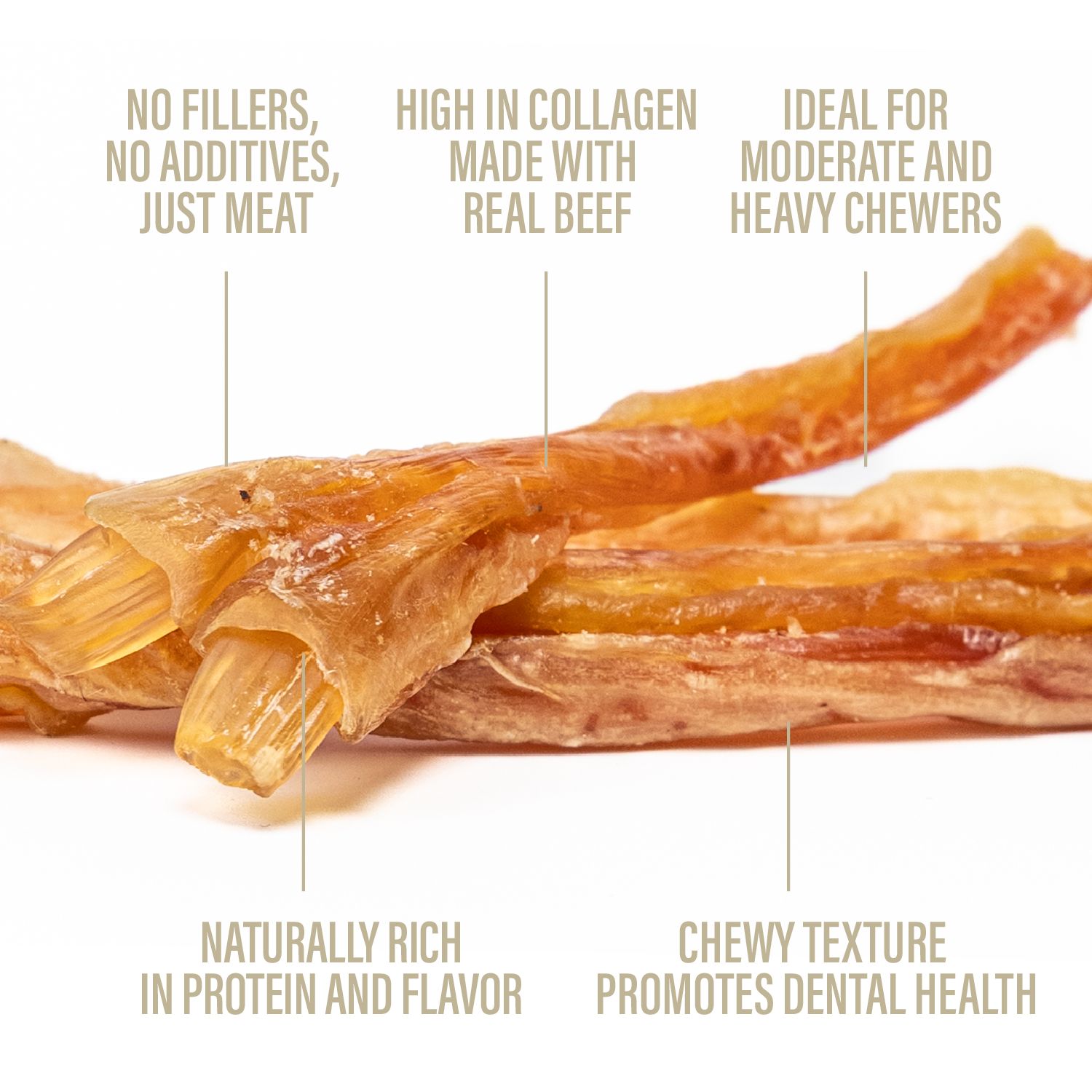 Beef Tendons Dog Chews 5-6 Inch 4oz Natural Collagen Treats-1