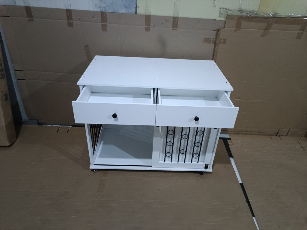 Elegant Modern Wooden Dog Crate with Storage