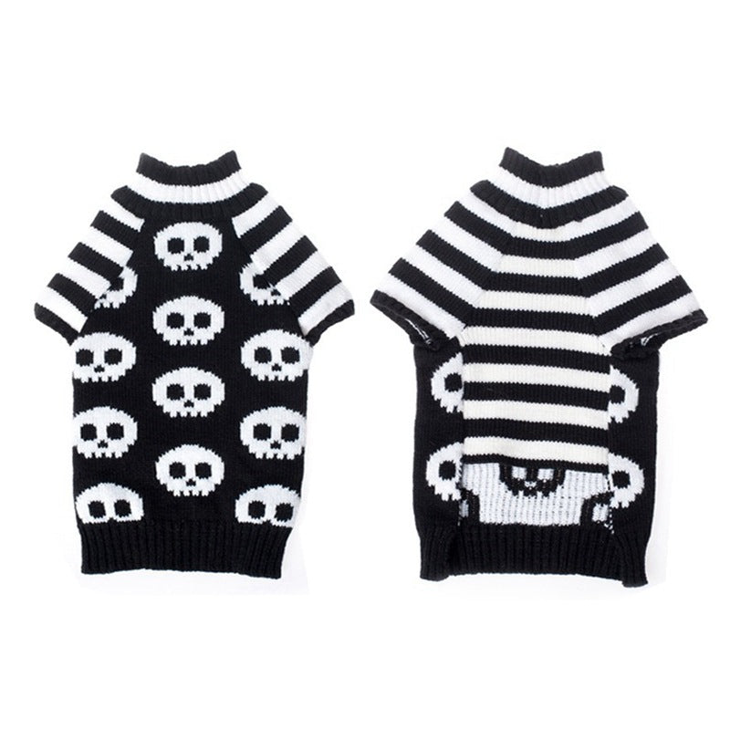 Skulls & Stripes Knit Dog Sweater