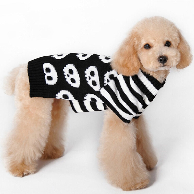 Skulls & Stripes Knit Dog Sweater