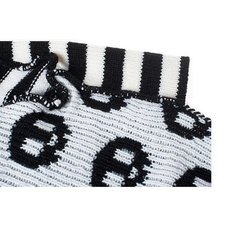Skulls & Stripes Knit Dog Sweater