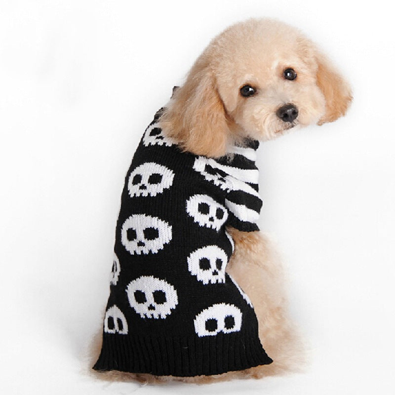 Skulls & Stripes Knit Dog Sweater