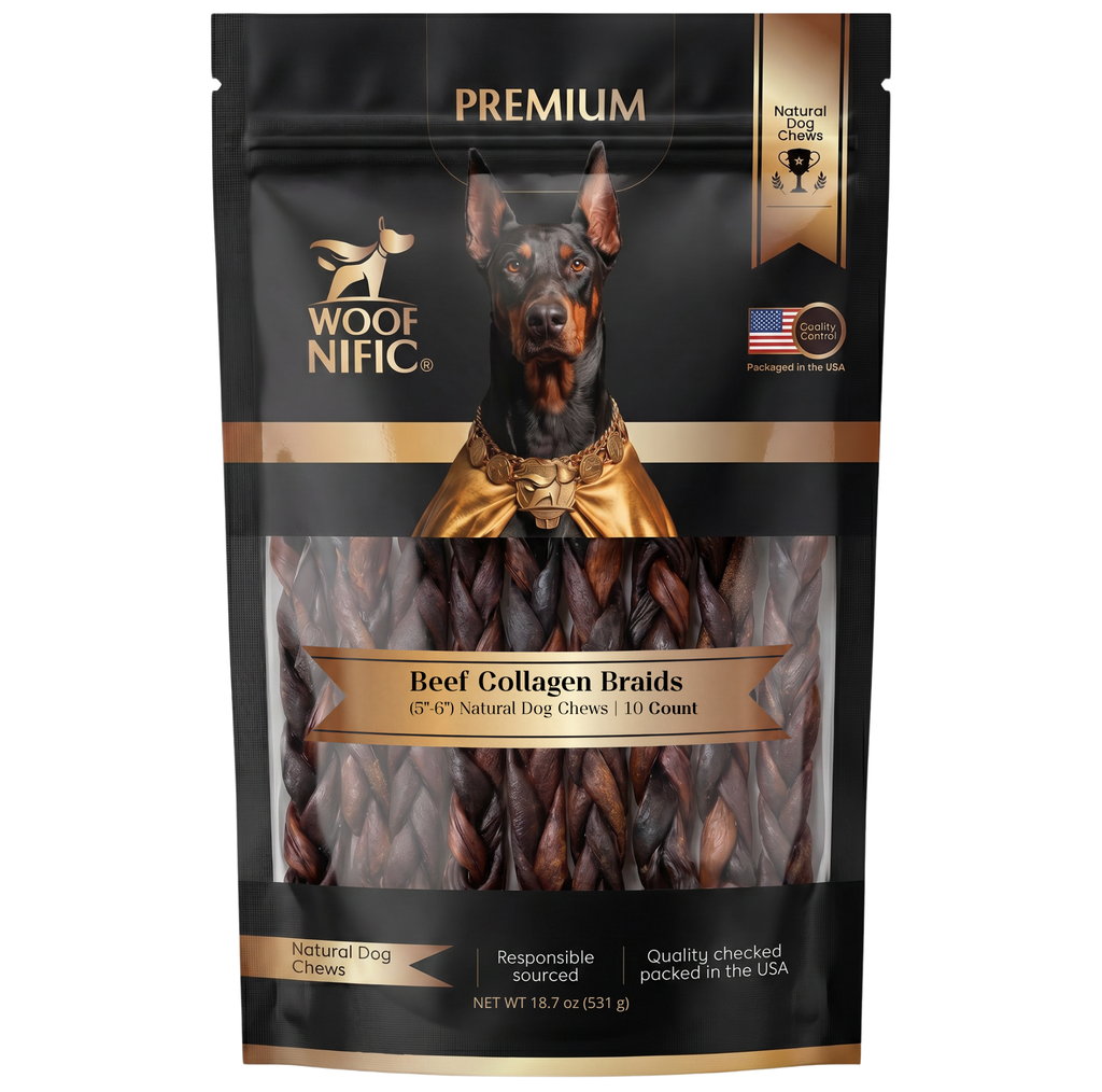 Woof Nific Straight Beef Collagen Sticks for Large Dogs (12") – Long Lasting Collagen Chew