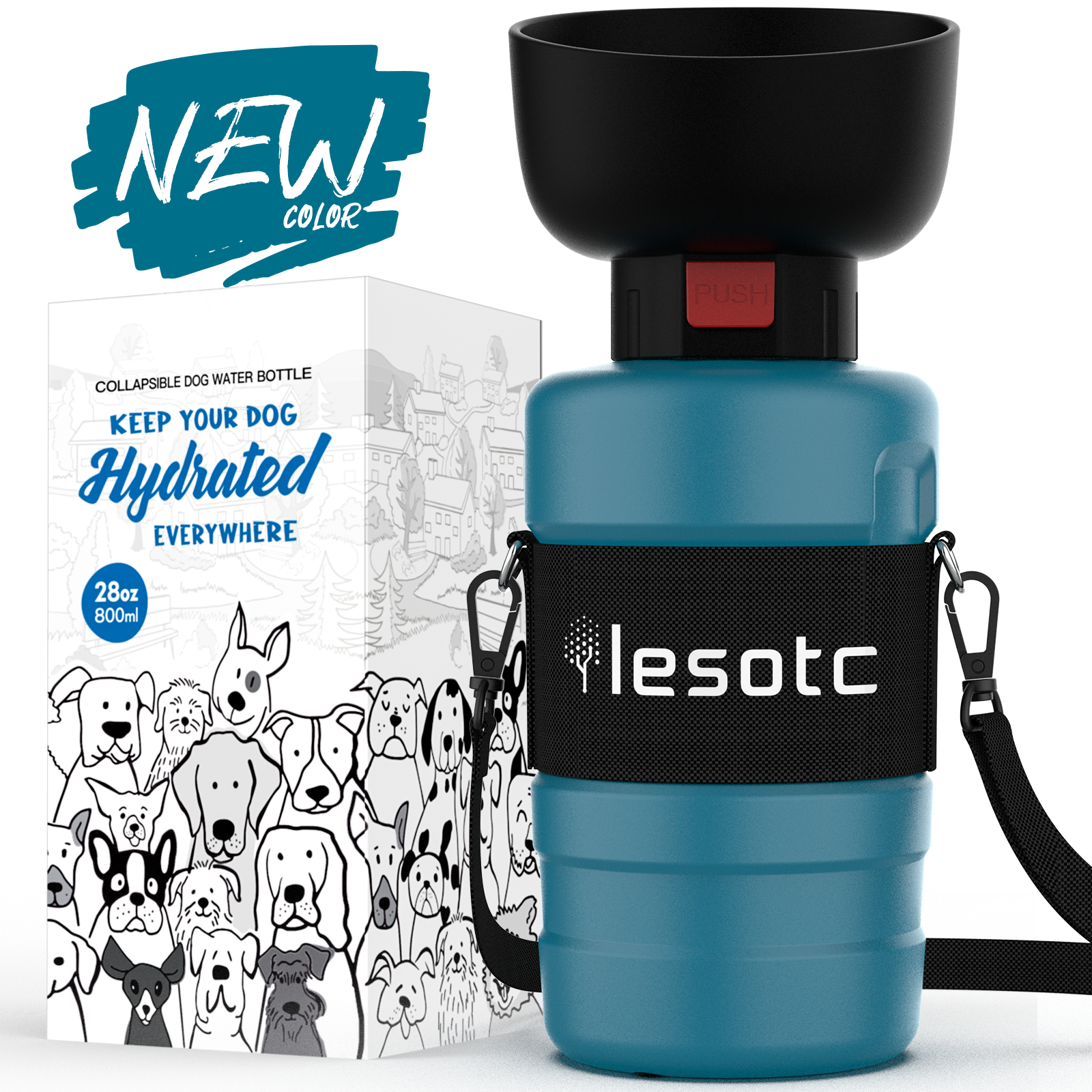 Foldable Dog Water Bottle 3rd Gen BPA-Free Leakproof 28oz 800ml-5