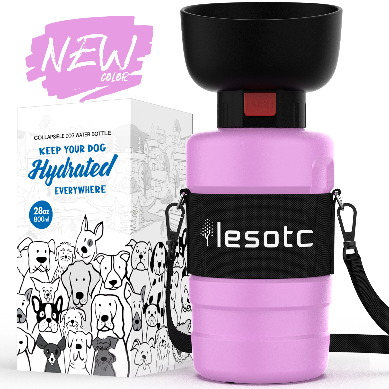 Foldable Dog Water Bottle 3rd Gen BPA-Free Leakproof 28oz 800ml-7