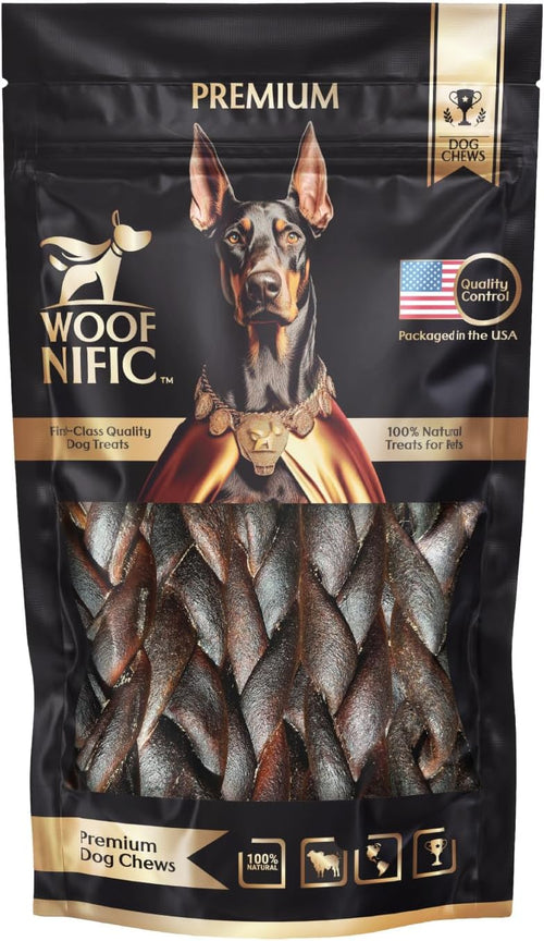 Braided Beef Collagen Dog Chews 6 Inch Natural Treats 3 or 7 Pack-0