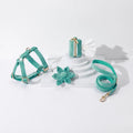 STEP IN FLORAL BUNDLE Green Dog Harness Collar Leash Bowtie Set-0