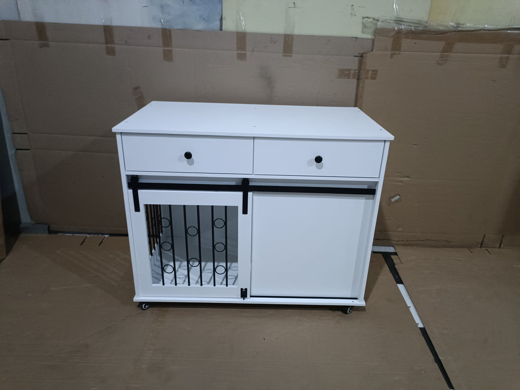 Elegant Modern Wooden Dog Crate with Storage