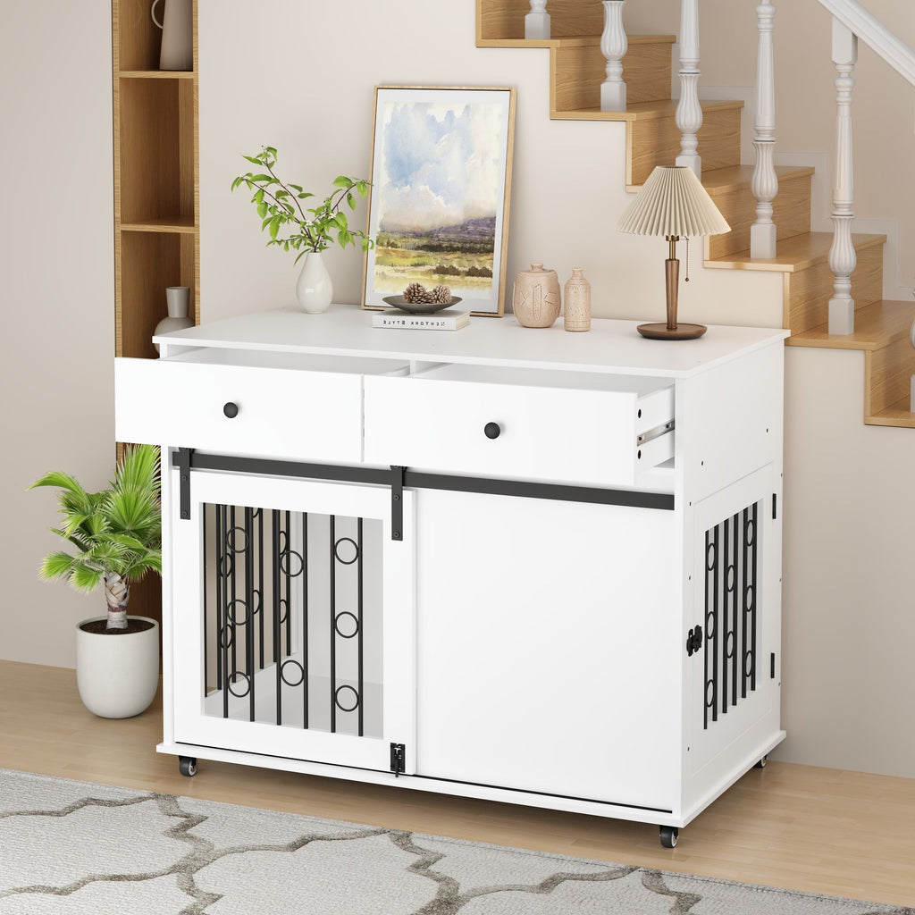 Elegant Modern Wooden Dog Crate with Storage