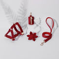 Step In Floral Dog Harness Bundle Burgundy 4 Pieces Adjustable Pet Set-0