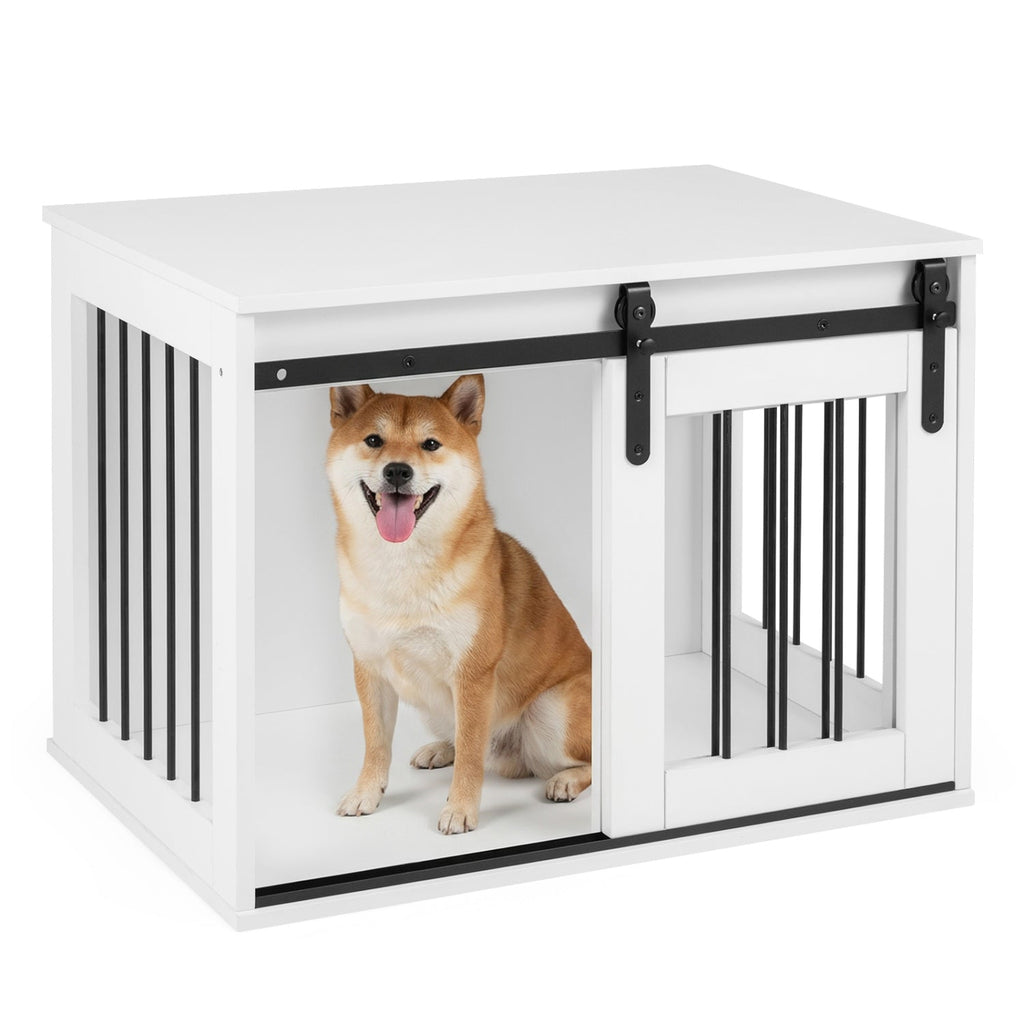 Dog Crate Furniture Heavy Duty Dog Kennel with Sliding Barn Door