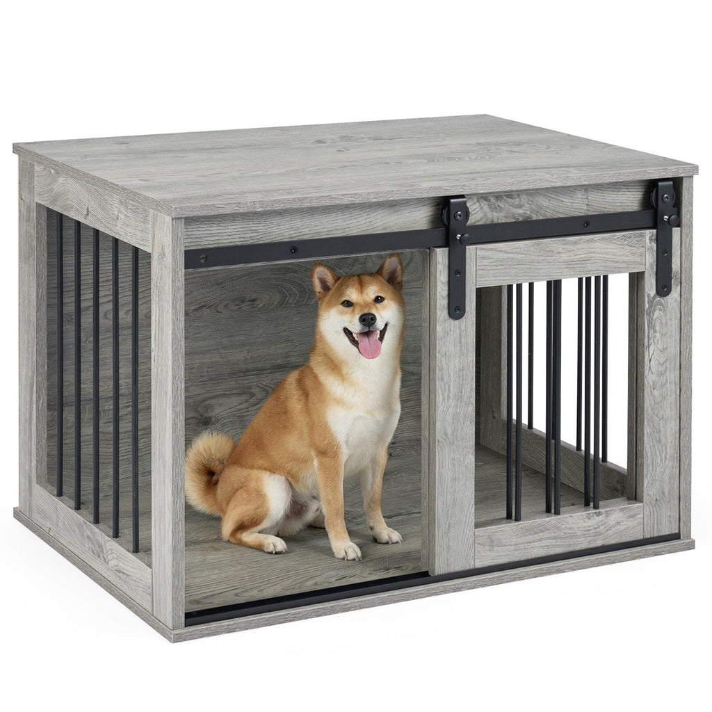 Dog Crate Furniture Heavy Duty Dog Kennel with Sliding Barn Door