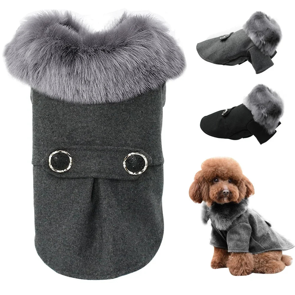Faux Fur Collar Winter Dog Coat