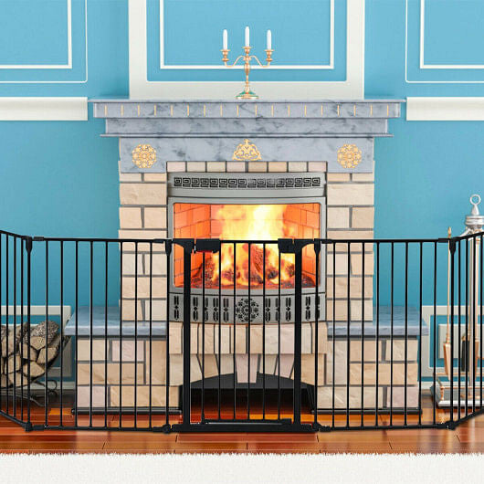 115" 5-Panel Adjustable Metal Gate Fence-2