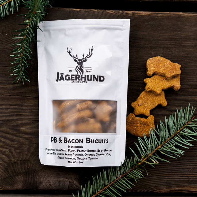 PB & Bacon Biscuits Natural Dog Treats with Antler Powder USA Made-0