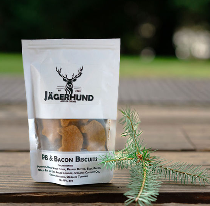 PB & Bacon Biscuits Natural Dog Treats with Antler Powder USA Made-1