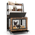 Industrial Dog Kennel Crate Furniture with Storage Shelves Rustic Brown