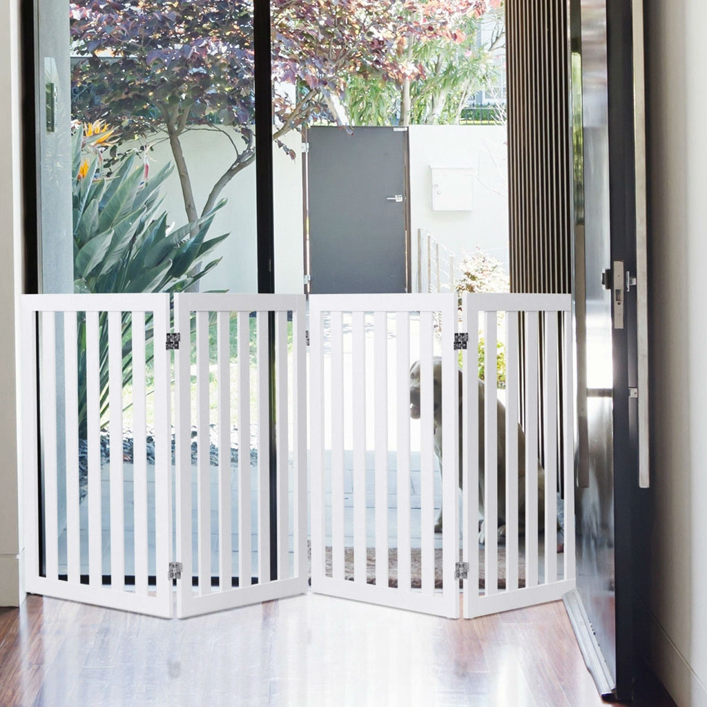 Folding 4-Panel gate White Wood Finish-3