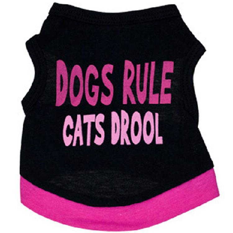Black Printed Pink Letter Cotton Dog Vest Stylish Comfortable-4