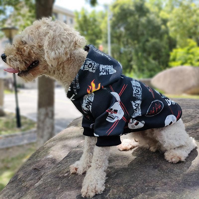 Skull Camo Pet Hoodie Stylish Two-Legged Dog Outfit Comfortable Acrylic-0