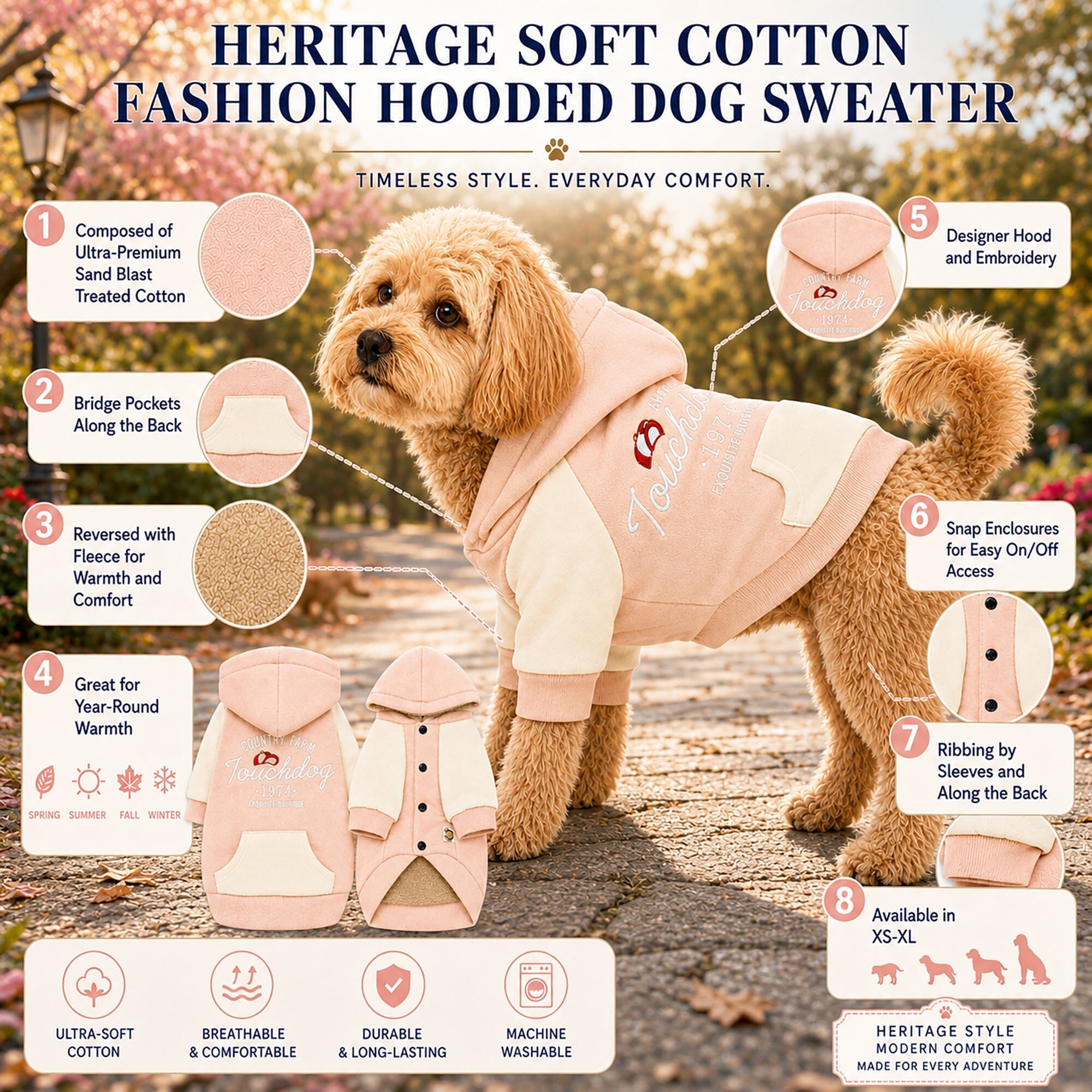 Heritage Soft-Cotton Fleece Dog Hoodie
